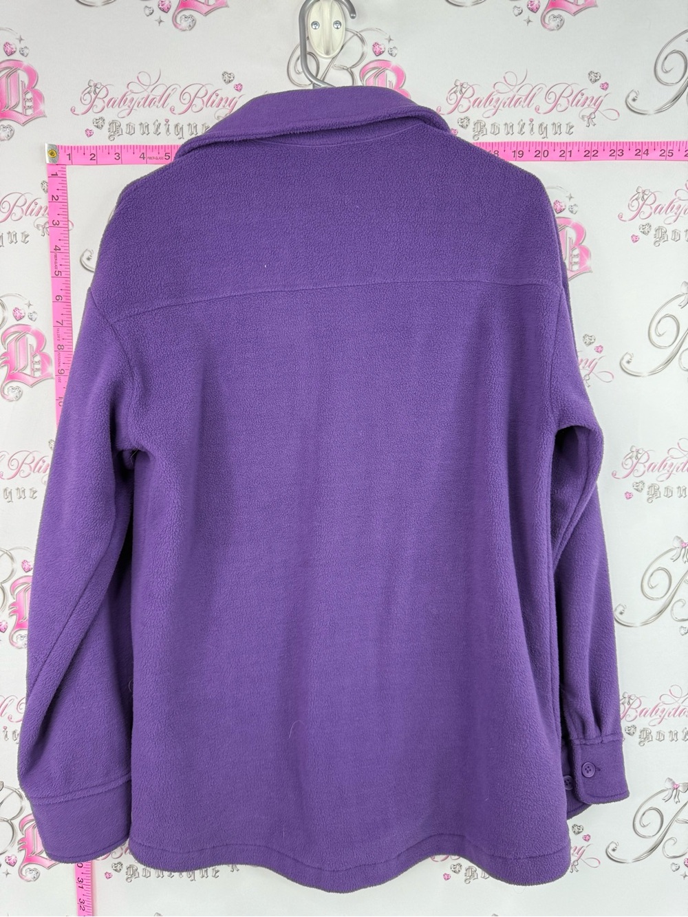 twik button up long sleeve fleece Purple Button-Front Fleece Shirt Jacket - Picture 2 of 11